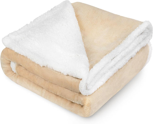 Dog Blankets for Large Dogs, Soft Fluffy Fleece Pet Blankets for Couch, Sofa, Dog Beds, Car Seats, Creat, Washable, 50X60 Inches, Beige